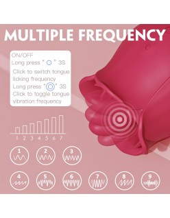 Mini Clitoral Rose Vibrator with 9 Vibrating Pleasure for Clitoris & Nipple Stimulation, Pink Silicone Adult Rose Toy for Women Couples