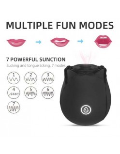 Rose Toy Clitoral Vibrator for Women, Rechargeable High-frequency Rose Sex Toy with 7 Intense Vibration Modes, Silicone Rose Vibrator Adult Sex Toys for Female Clit Orgasm